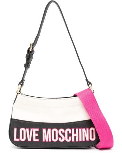 Love Moschino Logo-embroidered Paneled Tote Bag - Black