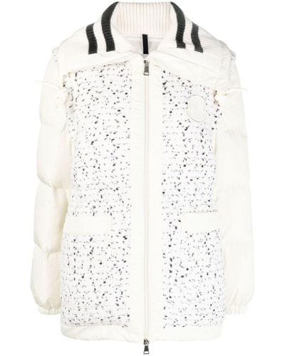 Moncler Manteau en tweed à design matelassé - Blanc