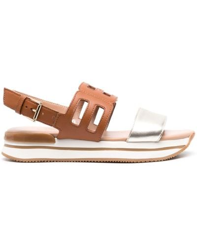 Hogan Strap-design Leather Sandals - Brown
