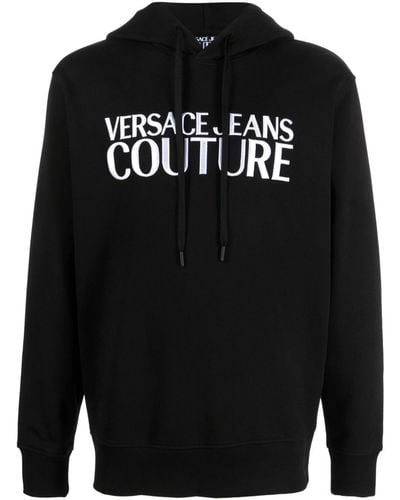 Versace Logo-print Cotton Hoodie - Black