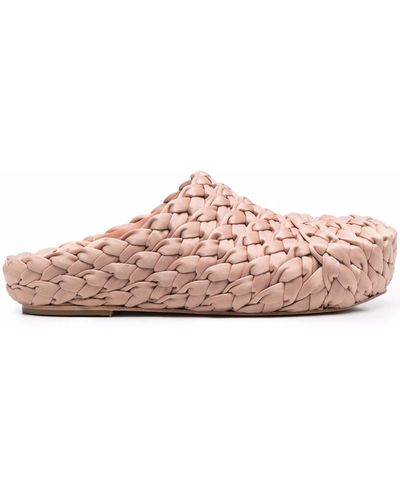 Paloma Barceló Rose Woven Leather Mules - Pink