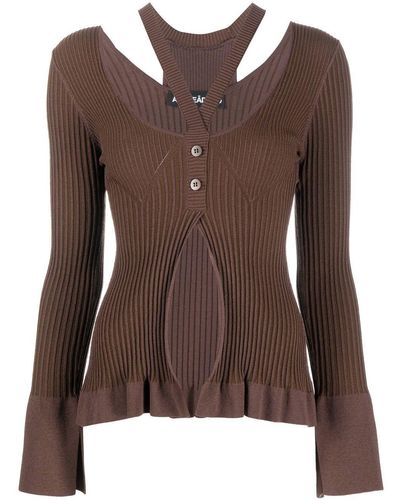 ANDREADAMO Open-front Knit Top - Brown