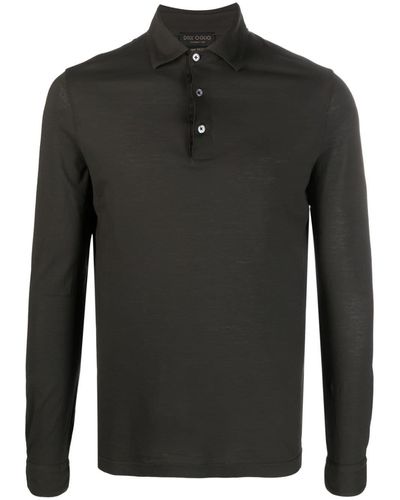 Dell'Oglio Long-sleeve Cotton Polo Shirt - Black