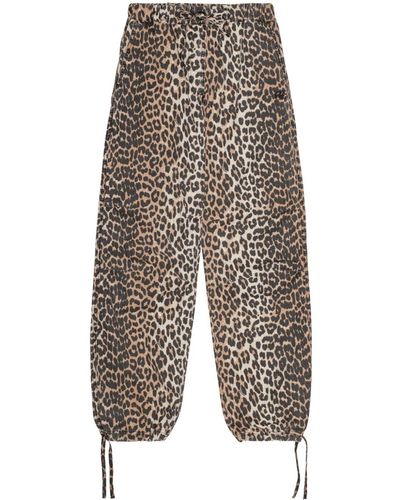 Ganni Pantalones con motivo de leopardo - Blanco