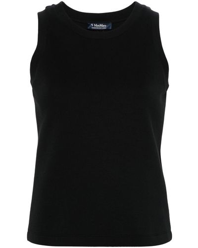 Max Mara Tanktop Met Geborduurd Logo - Zwart