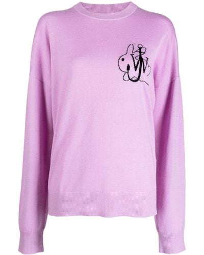 JW Anderson Intarsia-logo Wool Sweatshirt - Pink