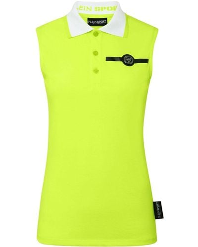 Philipp Plein Logo-appliqué Sleeveless Polo Shirt - Green