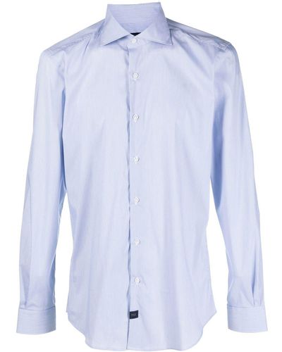 Fay Overhemd Met Krijtstreep - Blauw