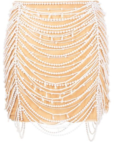 Blumarine Pearl-embellished Skirt - Natural