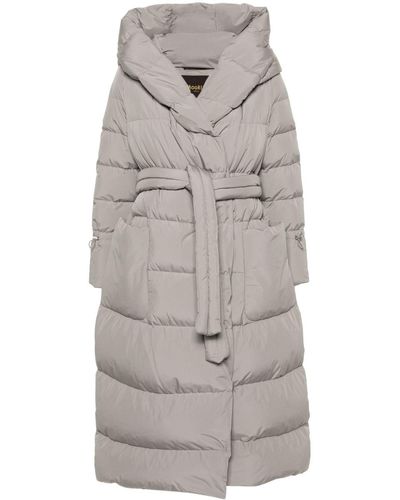 Moorer Manila Quilted Maxi Coat - Grey