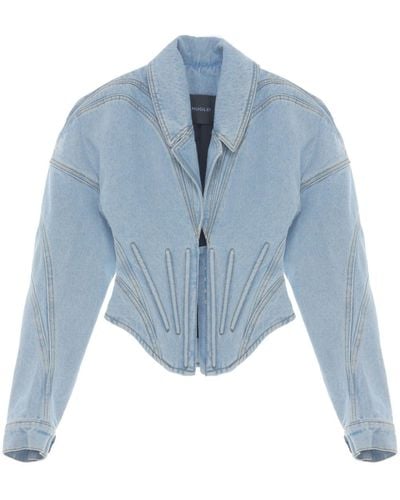 Mugler Corset-style Denim Jacket - Blue
