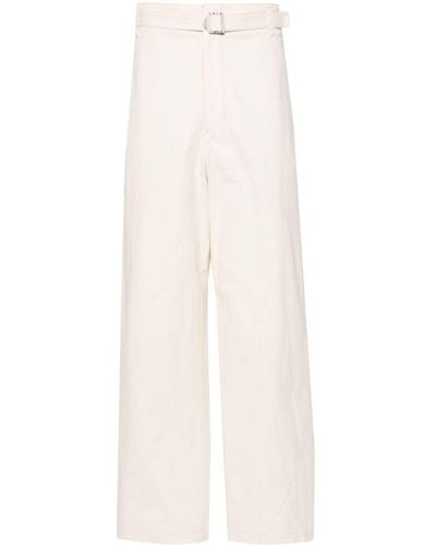 Lemaire Pantalones rectos de talle medio - Blanco