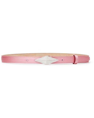 Jimmy Choo Diamond-clasp Leather Belt - Pink