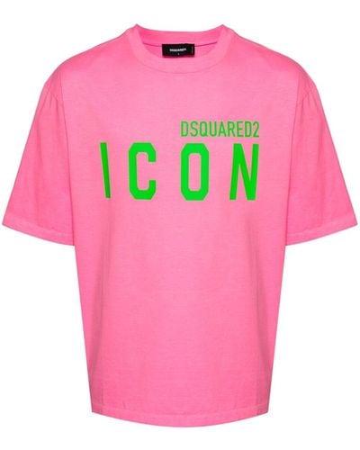 DSquared² T-Shirt mit Logo-Streifen - Pink