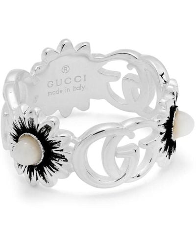 Gucci Marmont Ring mit Blumenmotiv - Weiß