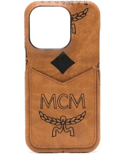 MCM Aren Visetos-print Iphone 15 Pro Phone Case - Brown