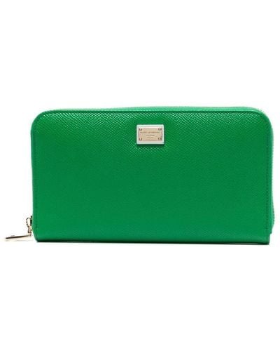 Dolce & Gabbana Portefeuille en cuir à plaque logo - Vert