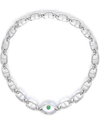 CAPSULE ELEVEN Eye Opener Capsule Link Onyx-stone Necklace - White