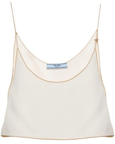 Prada Sablé Cropped Camisole Top - White