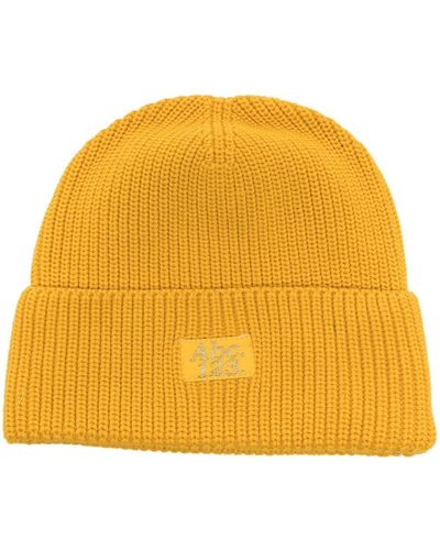 Advisory Board Crystals Ribbed-knit Logo-patch Beanie - Yellow
