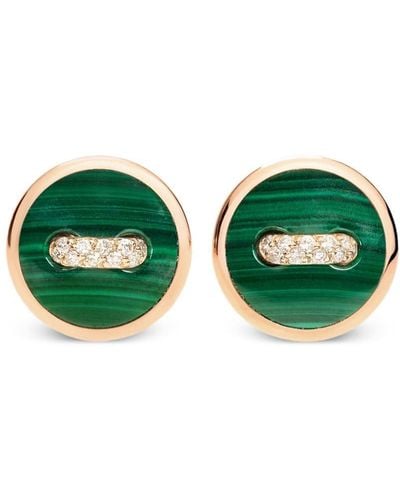 Pomellato 18kt Rose Gold Pom-pom Dot Diamond Earrings - Green