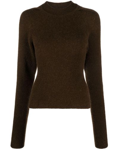 LVIR Open-back Ribbed-knit Sweater - Brown