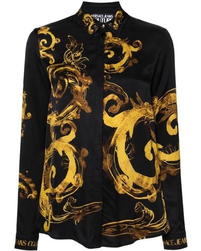 Versace Watercolour Couture-print Shirt - Black