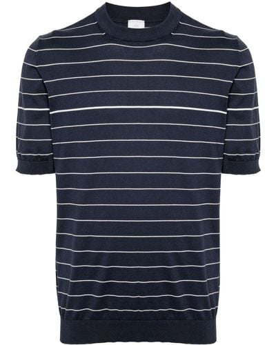 Eleventy Gestricktes T-Shirt mit Streifen - Blau