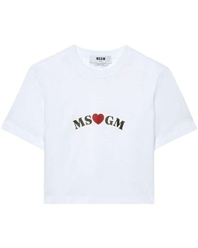 MSGM Logo-print Cotton T-shirt - White