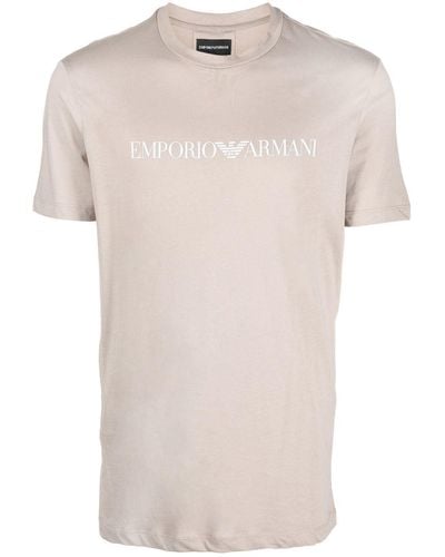 Emporio Armani Camiseta con logo y cuello redondo - Neutro