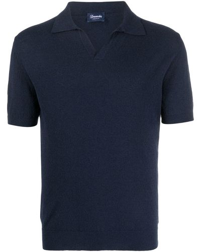 Drumohr Polo en jersey à manches courtes - Bleu