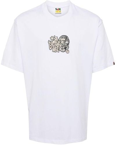 A Bathing Ape Logo-print cotton t-shirt - Blanc