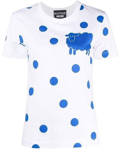 Boutique Moschino T-shirt Met Stippen - Blauw