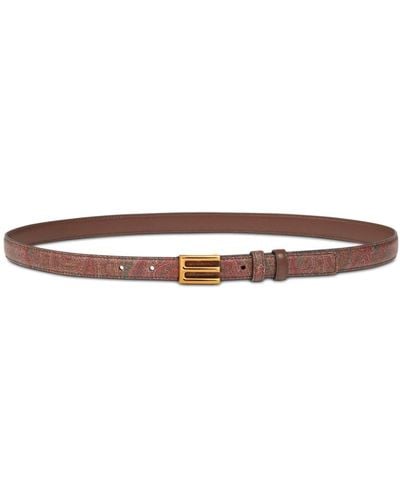 Etro Paisley-print Reversible Leather Belt - Brown