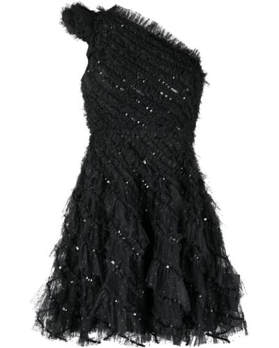 Needle & Thread Spiral Sequinned Minidress - Black