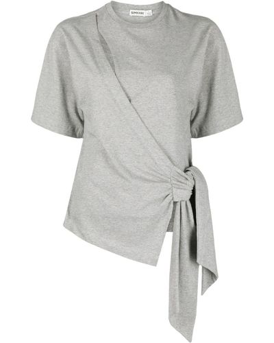 Jonathan Simkhai Joline Knot-detail T-shirt - Gray