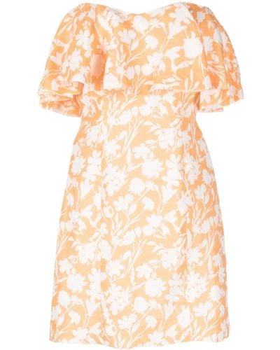 Bambah Robe courte volantée Arielle à fleurs - Orange