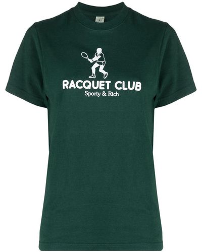 Sporty & Rich T-shirt Racquet Club en coton - Vert