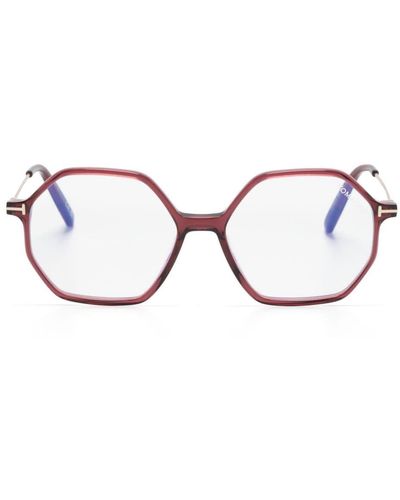 Tom Ford Brille mit geometrischem Gestell - Rot