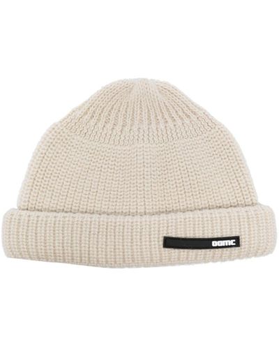OAMC Logo-patch Ribbed-knit Beanie - Natural