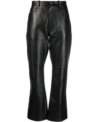 Balenciaga High Waist Leather Pants - Black