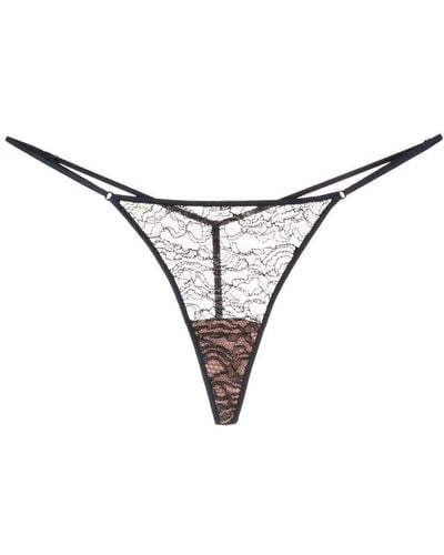 Kiki de Montparnasse Sheer Lace-detail G-string Briefs - ナチュラル