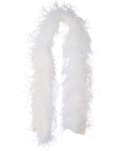 Miu Miu Feather-trim Cashmere Scarf - White