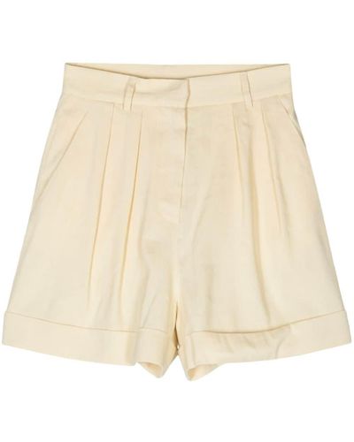 ANDAMANE Pleated Linen-blend Shorts - Natural