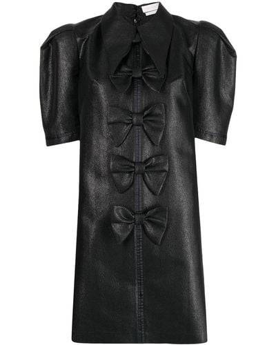 Saiid Kobeisy Brocade Faux-leather Dress - Black