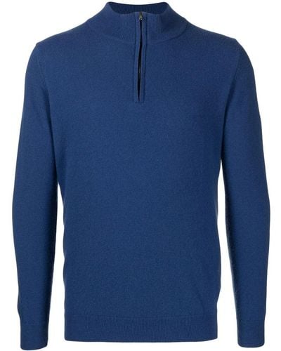Pringle of Scotland Quarter-zip Merino-cashmere Sweater - Blue