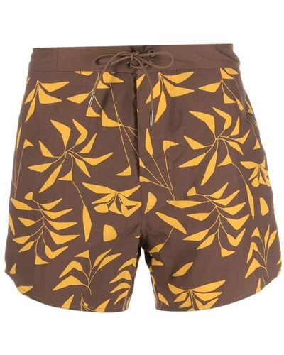 Saint Laurent Sunset-print Swim Shorts - Brown