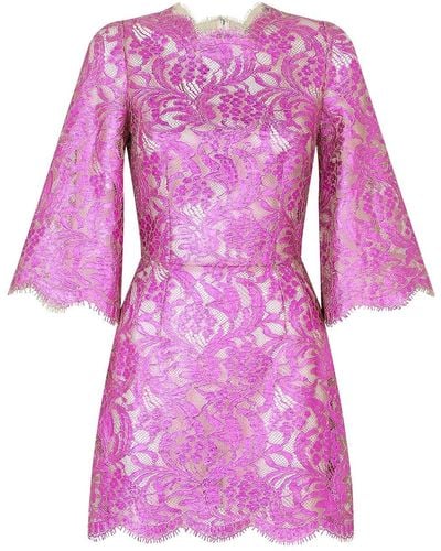 Dolce & Gabbana Floral-lace Sheer Minidress - Pink