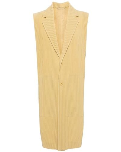 Homme Plissé Issey Miyake Pleated Long Vest - Yellow