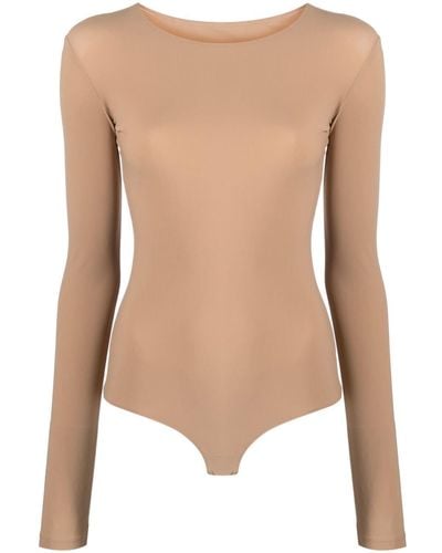 MM6 by Maison Martin Margiela Numbers-motif Jersey Bodysuit - Natural
